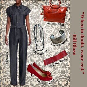 Modern Power Play in Red & Dark Denim #StyleInspo